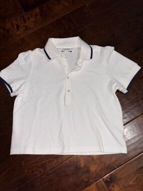 The Upside Bounce Birdie Crop Polo in white med size 8
